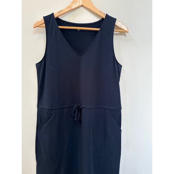 Garnet Hill Recycled Easy Knit Tank Dress Navy Blue Coastal Nautical Beach Small - Picture 3 of 8
